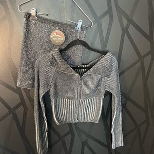 Stylish Gray Women's Sweater Set